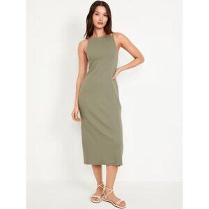 NWT Old Navy Sleeveless Rib-Knit Midi Tank Dress, XL, Bodycon, green
